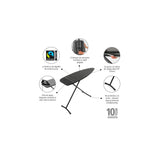 Tabla de Planchar Brabantia D, 135x45cm - Denim Black| 100% algodón Comercio Justo | Tam. XL, Amplia superf. | Zona Resistente al Calor para generadores Vapor | Tabla Planchar Plegable y Uso Sentado