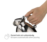 alfi HOTELLO 1,5 l, Jarra isotérmica de Doble Pared de Acero Inoxidable, Mantiene el Calor 4 Horas, Mantiene el frío 6 Horas, Tapa Suelta, vertido con una Mano, sin plástico, lavavajillas, hostelería