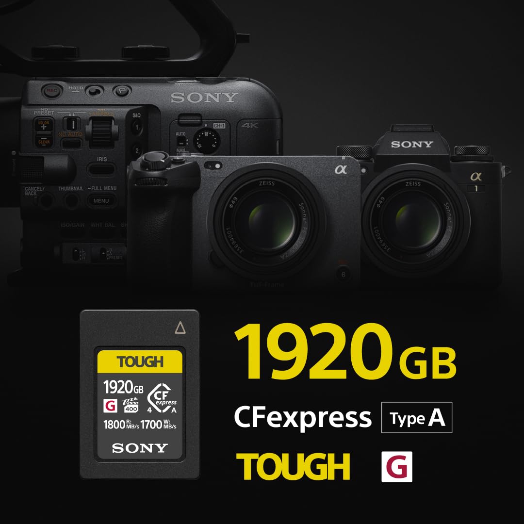 Sony CEA-G1920T Tarjeta de Memoria Flash CFexpress Tipo A Tough de 1920 GB, VPG400 Serie G de Alta Velocidad con garantía de Rendimiento de vídeo (1800 MB/s de Lectura y 1700 MB/s de Escritura)