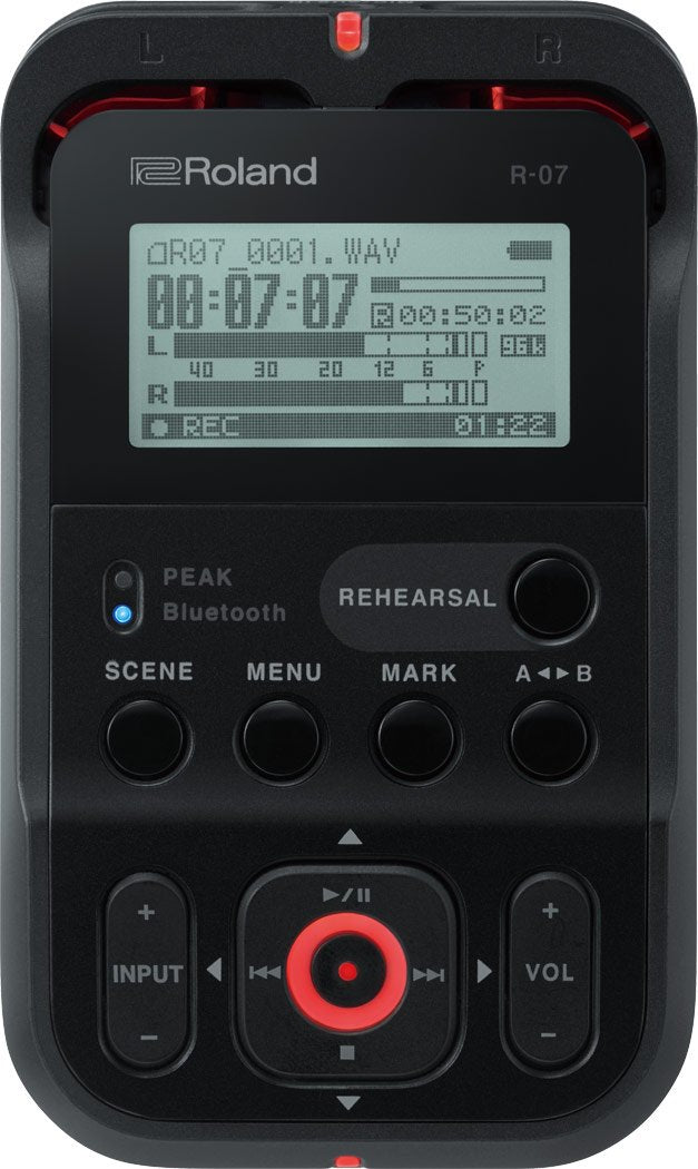 Roland R-07 Grabador de Audio portátil de Alta resolución, Rojo/Negro/Blanco