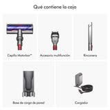 Dyson V8 Advanced™ Aspiradora sin Cable – 130 AW, 40 min de autonomía, Cepillo Motorbar con tecnología antienredos, Accesorio multifunción rinconera, Puerto de Carga, Plata/Níquel