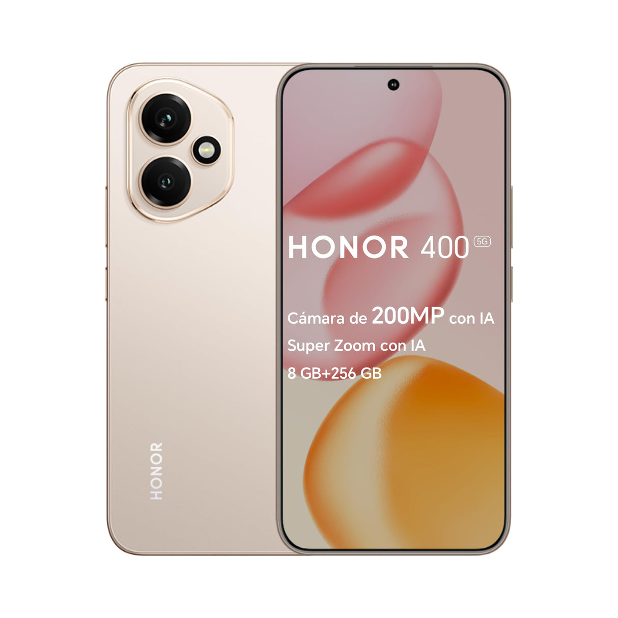 HONOR 400 5G-Smartphone 8GB+256GB, Cámara de 200MP con IA, Super Zoom con IA,6.55” y 120Hz y 5000 nits,Snapdragon 7 Gen 3,Android 15, Dual SIM, NFC, IP65,MagicOS 9.0-Desert Gold