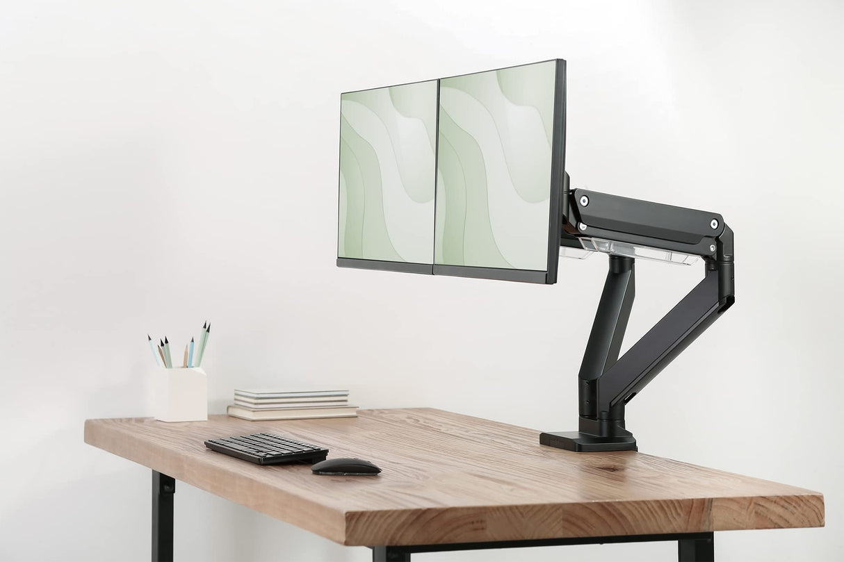 DIGITUS Soporte de mesa para monitor doble con muelle neumático 2x 35", 2x 15 kg máx. negro