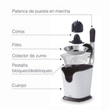 Lacor - 69231 - Exprimidor de Palanca VITALLY WHITE, Exprimidor Manual, Sistema Antigoteo, Acero Inoxidable 18/10, Palanca Ergonómica, 19,5x29x29 cm