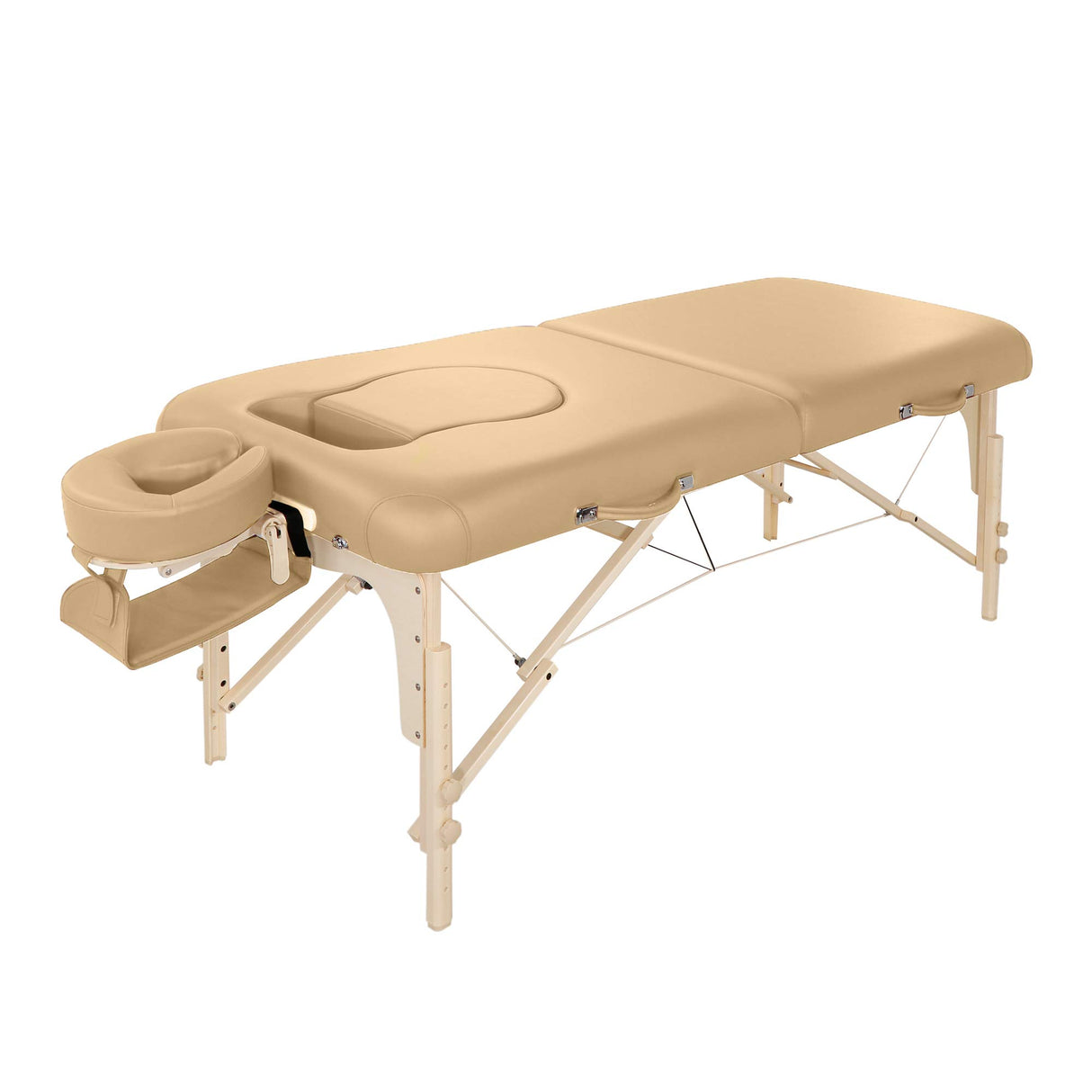 Master Massage Eva Mobil - Tumbona de masaje para embarazadas, plegable, madera, con pecho y abdomen, 71 cm, color beige