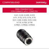 Samyang F1112210101 - Objetivo fotográfico DSLR para Fuji X (Distancia Focal Fija 135mm, Apertura f/2-22 ED UMC, diámetro Filtro: 77mm), Negro