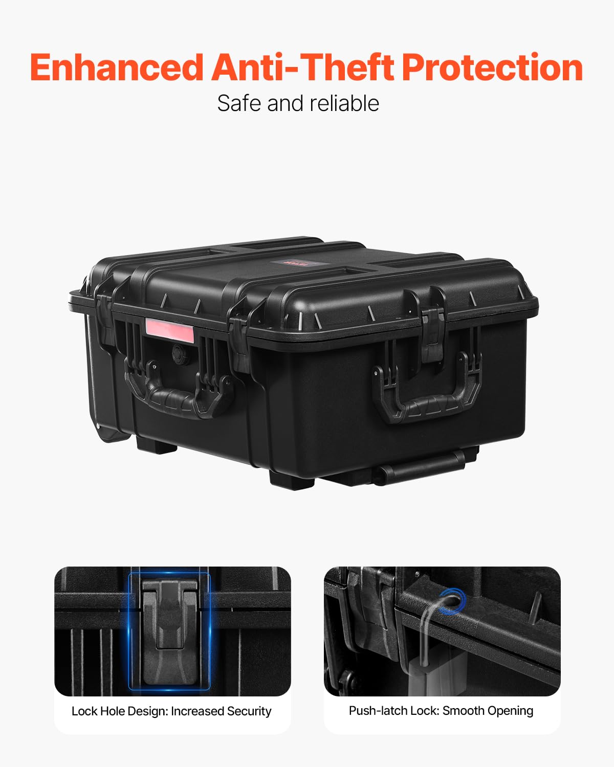 VEVOR Funda rígida resistente a la intemperie, funda protectora resistente con espuma precortada, ruedas y asas retráctiles para viajes, caza, militar, táctica, funda impermeable IP67 para cámaras