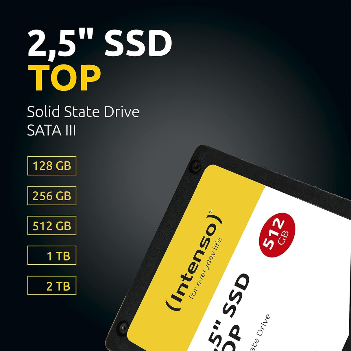 Intenso 2,5" SSD Top - Unidad de Estado sólido de 2 TB (2.5", SATA III, hasta 550 MB/s), Color Negro