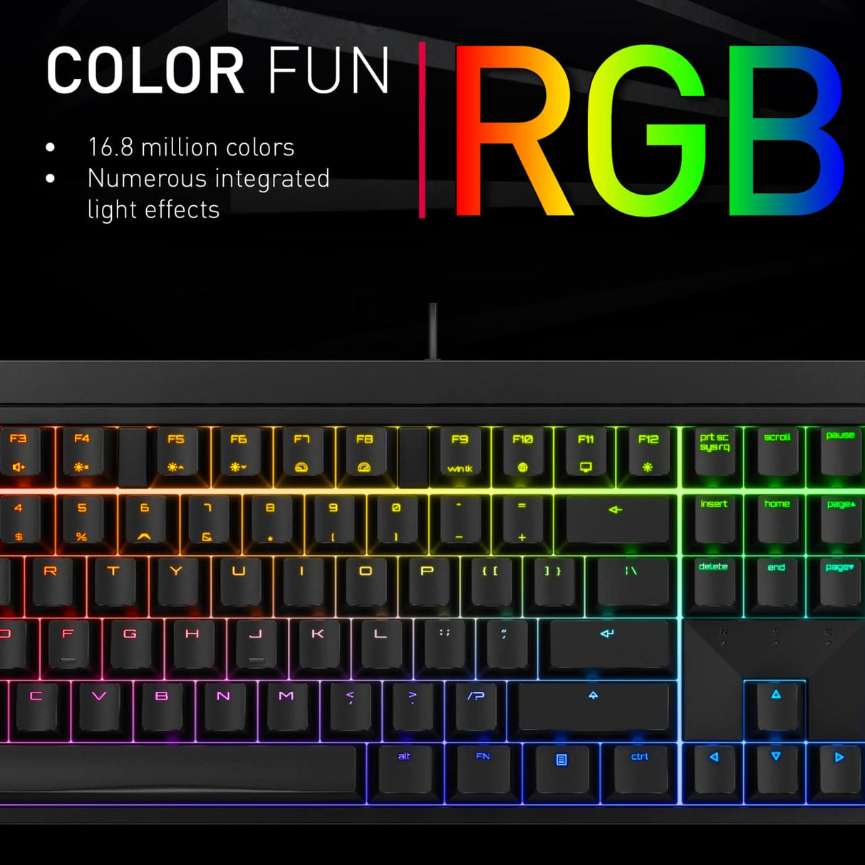 CHERRY MX 2.0S, Teclado Mecánico de Gaming con Iluminación RGB, Distribución de Teclado Alemán (QWERTZ), con Cable, Diseñado en Alemania, Switches MX RED, Negro