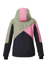killtec Niñas Chaqueta de esquí/chaqueta funcional con capucha y protección contra la nieve KSW 209 GRLS SKI JCKT, schwarz blau/sage/hell himbeere, 140, 43563-000