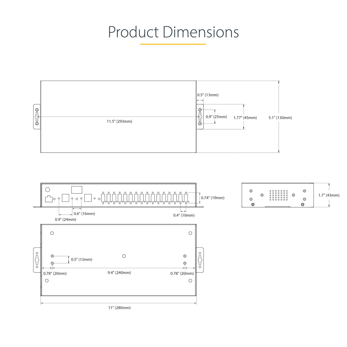 StarTech.com Hub Ladrón USB 3.0 5Gb de 16 Puertos Industrial - Metal - Montaje en Rack/Superficie/DIN - Carga Compartida USB 120W - ESD - Bloque de Terminales - Switch de 2 Hosts (5G16AINDS-USB-A-HUB)