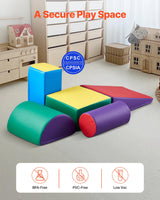 VEVOR 5 PCS Juego de Juguetes de Escalada de Espuma, Bloques de Escalada de Cuero Sintético, Juego de Actividades para Trepar y Gatear en Interiores Fácil de Limpiar, para Niños de 6 Meses a 3 Años