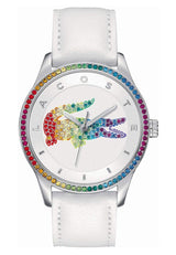 Lacoste Reloj Analógico de Cuarzo para Mujer Colección Victoria con Correa de Cuero Blanca - 2000822