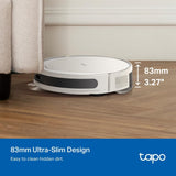 Tapo RV20 MAX Plus Robot Aspirador, Blanco, con 5300Pa de succión, Base de autovaciado, navegación láser LiDAR, mapeo Inteligente, Limpieza 4 en 1, Control por Voz y App, Solo 83 mm de Alto