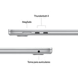Apple 2025 MacBook Air de 15 Pulgadas con Chip M4: diseñado para Apple Intelligence, Pantalla Liquid Retina de 15,3 Pulgadas, 16 GB de Memoria unificada, 256 GB SSD, Teclado español; Plata