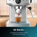 Cecotec Cafetera Express Barista Power Espresso 20 Barista Mini. 1465 W, 20 Bares, Manometro y ThermoblocK, Vaporizador Orientable y Brazo con Doble Salida, 1,8 L de Capacidad