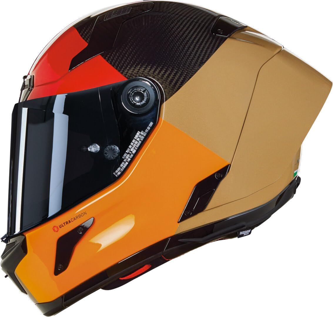 NOLAN Helmet X-804 RS Blocco 349 M, Carbono/Naranja/Arena/Rojo visceral