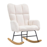 VEVOR Columpio, 113 kg Capacidad de Peso Tela de Peluche Acolchado balancín Deslizante Asiento Suave y Respaldo Alto, Silla de Lactancia para guardería, Dormitorio, Sala de Estar, Blanco Marfil, 95 x