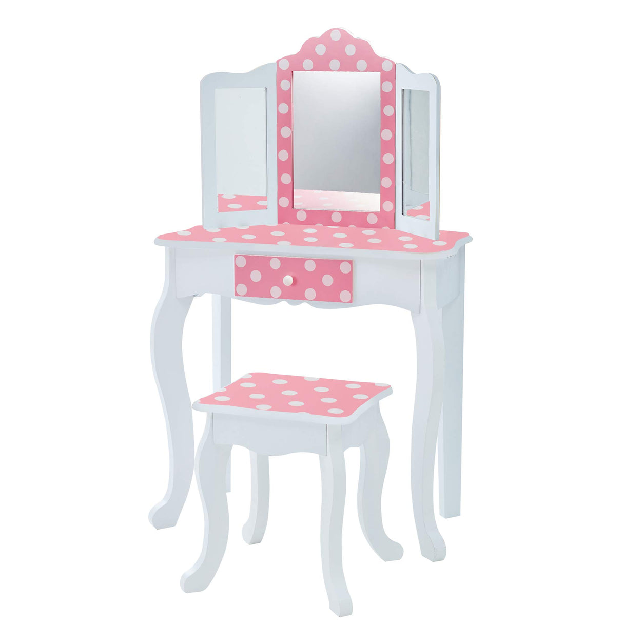 Mesa de Tocador Rosa de Madera con Espejo y Taburete de Teamson Kids TD-11670F