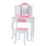 Mesa de Tocador Rosa de Madera con Espejo y Taburete de Teamson Kids TD-11670F
