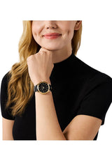 Michael Kors Slim Runway Watch for Women, 38mm Quartz Three Hand Movement with Leather Strap