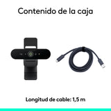 Logitech Brio 4K cámara web, videollamadas, micrófono cancelación de ruido, corrección de iluminación automática HD,Microsoft Teams, Zoom, Google Voice, Google Meet, PC/Mac/portátil/Macbook - Grafito