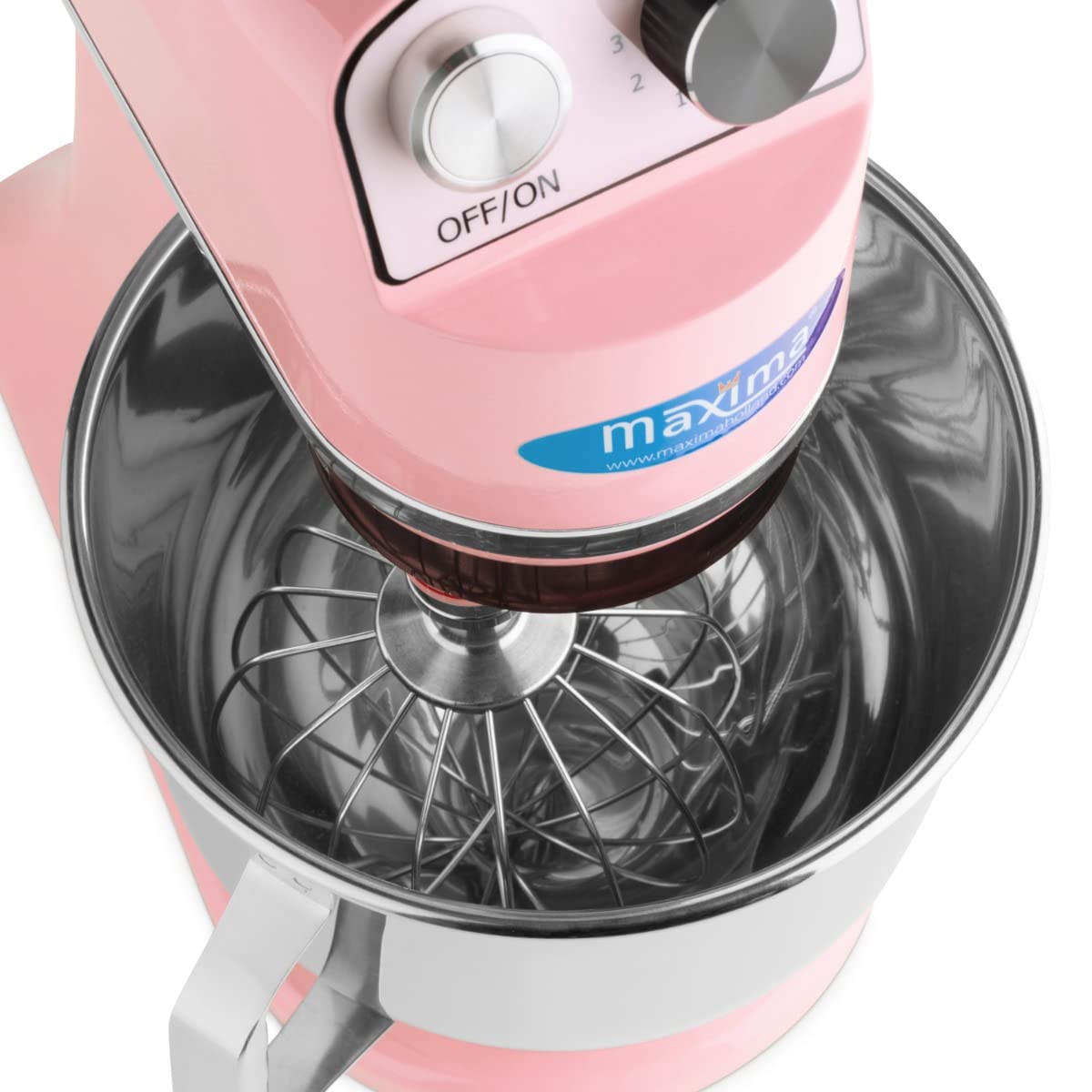 Maxima Máquina de agitación planetaria para Pasteles, Productos pequeños Robot de Cocina MPM 7L Rosa, Acero Inoxidable, 11 Velocidades