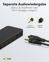 goobay 58479 HDMI Matrix Switch 4 a 2/Divisor Matrix Switch 4k @ 60 Hz/con mando a distancia para reproductor de Blu Ray, Xbox, PS5 y TV/conmutador de 4 entradas y 2 salidas,Schwarz