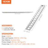 VEVOR Rampa de Carga de Aluminio 2 Piezas 240 x 38 cm Rampa de Acceso Capacidad de Carga de 2721,6 kg Ligera y Portátil para Motocicleta Todoterreno, Remolque, ATV, UTV, Tractor, Cortacésped