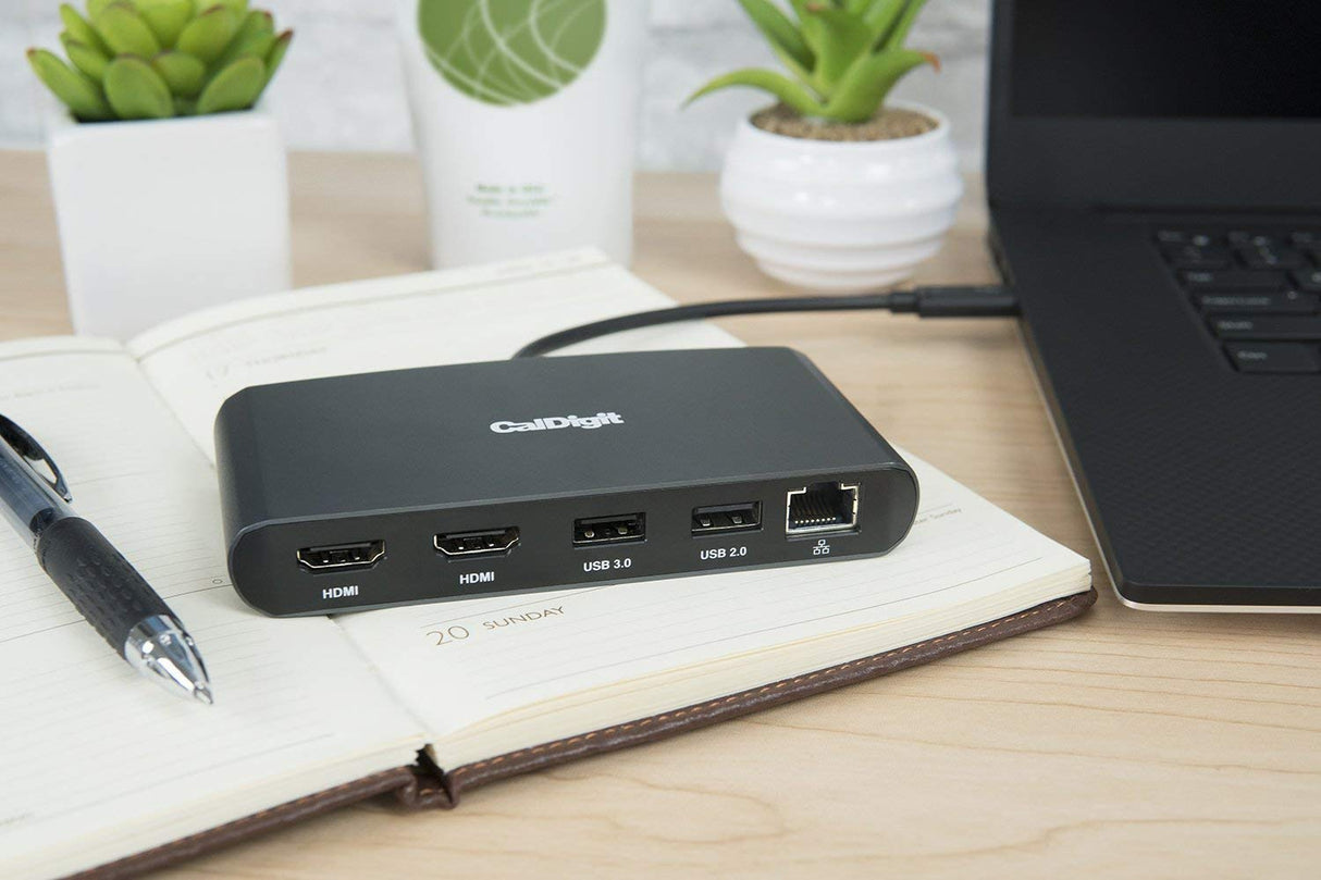 CalDigit Thunderbolt 3 Mini Dock (HDMI 2.0) - Portátil, Alimentado por Bus, 40 GB, Dual 4 K a 60 Hz, USB 3.0 y 2.0, GbE LAN. Compatible con Thunderbolt 3 Mac y PC (Dual HDMI 2.0)