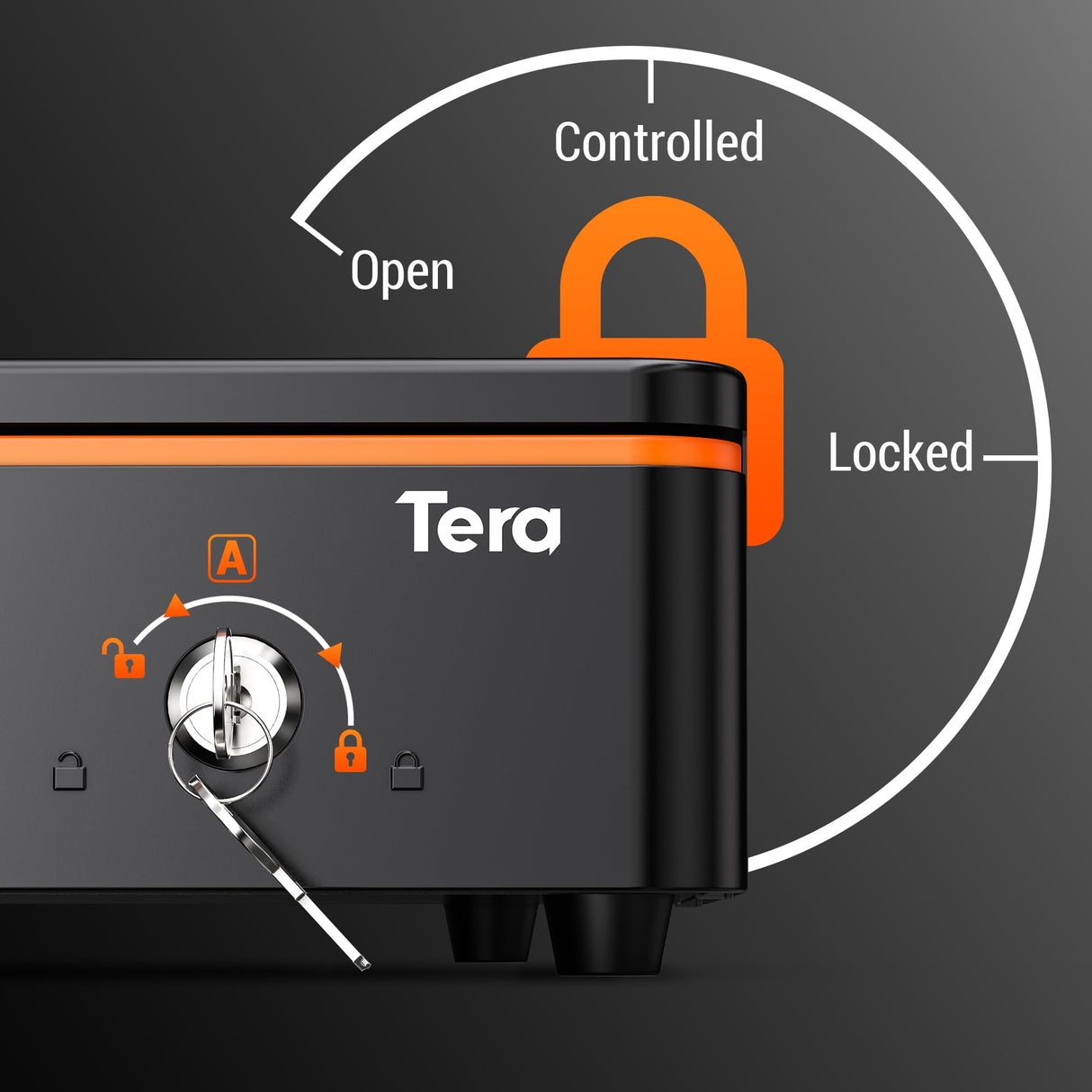 Tera Cajón Portamonedas Automático 16 Pulgadas para POS: 5 Compartimentos para Billetes, 8 para Monedas, Bandeja Extraíble, Cerradura con Llave, Microinterruptor, Negro para Tienda y Caja 405R