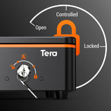 Tera Cajón Portamonedas Automático 16 Pulgadas para POS: 5 Compartimentos para Billetes, 8 para Monedas, Bandeja Extraíble, Cerradura con Llave, Microinterruptor, Negro para Tienda y Caja 405R