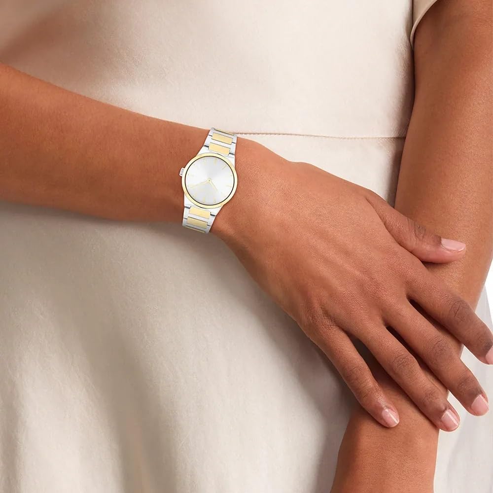 Calvin Klein Reloj Mujer 25100113 Linear Elegance – Cuarzo, Caja de Acero Inoxidable 32 mm, Brazalete Metálico, Cristal Mineral, 3 ATM