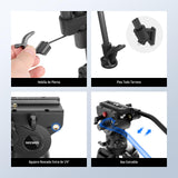 NEEWER LL34 - Trípode de vídeo para cámara de 78 pulgadas, cierre rápido con cabezal de líquido amortiguador, robusto trípode de fibra de carbono con placa QR de modo dual compatible con DJI