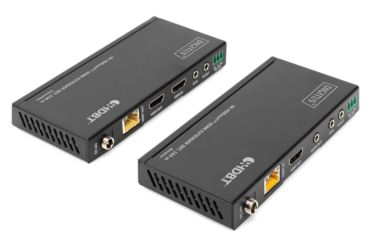 DIGITUS DS-55508 Extensor HDMI (HDBaseT) - UHD 4K/60 Hz - 120 m mediante cable LAN (HDBaseT 100 m) - Set: Emisor y Receptor - Loop-Out, IR Infrarrojos, Audio, RS232 - HDCP 2.2/1.4 & HDBaseT 1.0