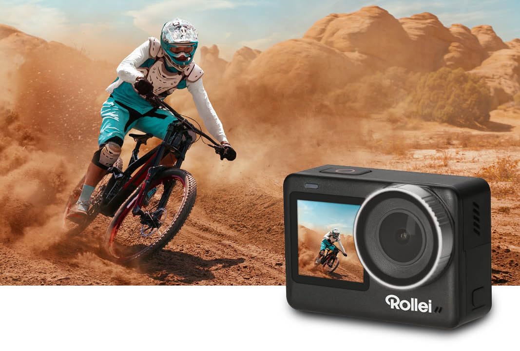 Rollei Action One Lite: tu acción, tu perfección. Captura vídeo 4K, Fotos de 20MP con 2 Pantallas, estabilización de Imagen y Modos creativos. Control táctil y aplicación para capturar sin Esfuerzo