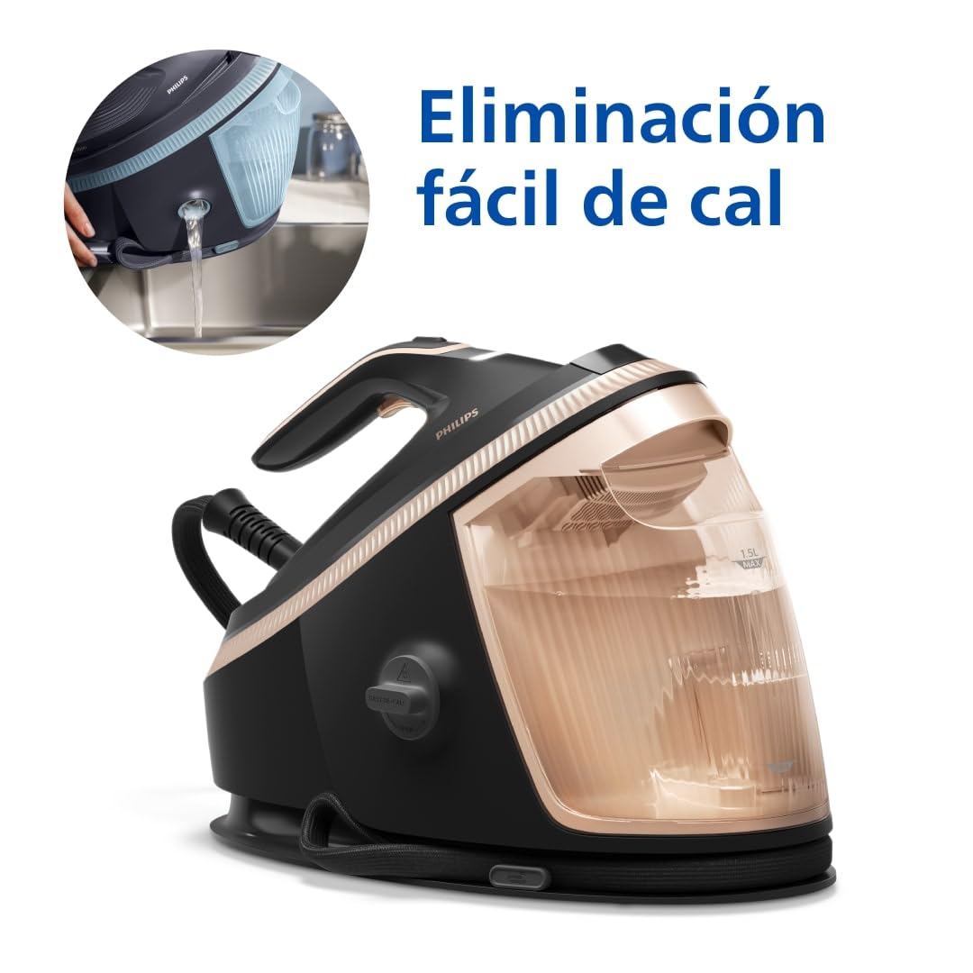 Philips PerfectCare serie 7000 Centro de planchado, golpe de vapor de 650 g, 8.5 Bares, suela SteamGlide Elite, vapor automático inteligente (PSG7300/80)