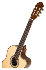 Ortega Guitars Family Series Pro - Guitarra de concierto de tamaño completo (electroacústica, abeto y caoba, incluye funda (RCE141NT)