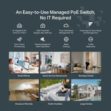 TP-Link Festa FS308GP - Switch PoE+ Gigabit de 8 Puertos, 4 Puertos PoE, 62W, Gestión en la Nube, Seguridad Avanzada, Fácil Implementación en Redes Empresariales