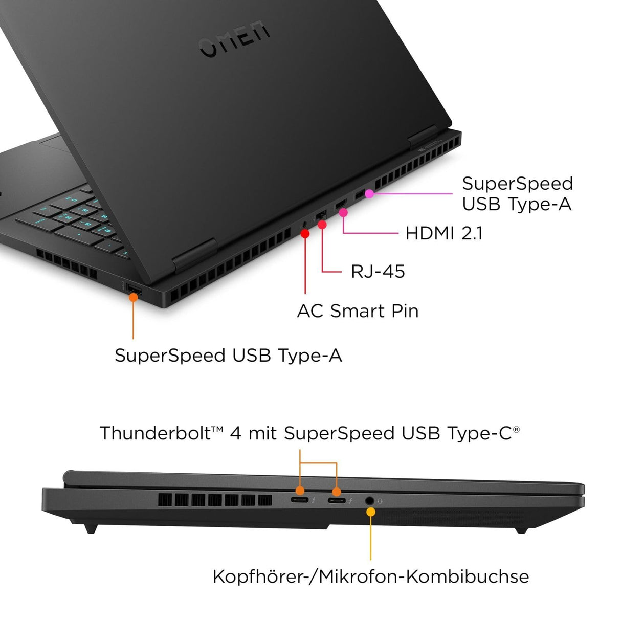 HP Omen 16-wf1072ng Intel Core i7-14700HX 40,89 cm 16,1" FHD 16GB 1TB SSD RTX 4060 8GB W11H Shadow Black