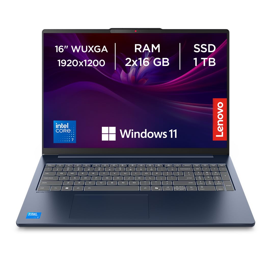 Lenovo IdeaPad Slim 5 Gen 10 - Ordenador Portátil 16" WUXGA (Intel Core i7-13620H, Intel UHD Graphics, 32 GB RAM, 1 TB SSD, Wi-Fi 6, Windows 11 Home) Teclado QWERTY Español- Azul