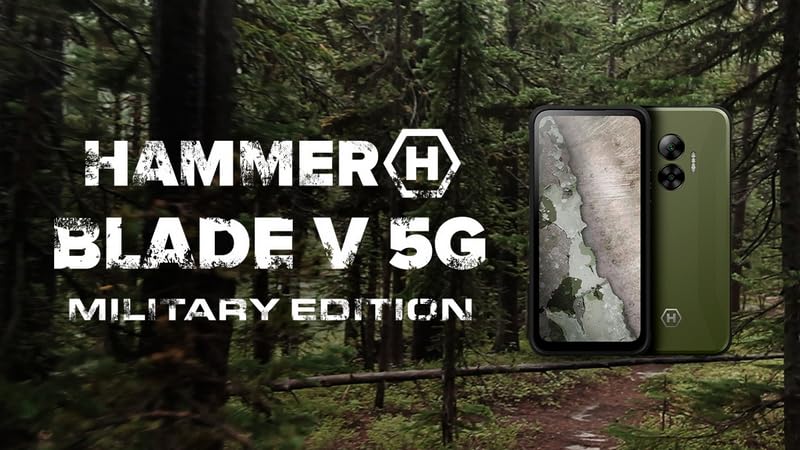 Hammer Blade V 5G Military Edition Smartphone ultrarresistente, IP69, 6000mAh, 6,56 Pulgadas, 8GB RAM incorporada, 128/1T GB, Android 14, cámara de 50mpx, Pantalla Gorilla Glass, NFC, Volte