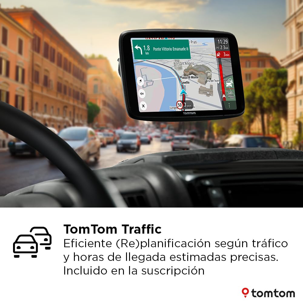 Tomtom GPS GO Camper Tour 2ª generación para Autocaravana y Caravana, Pantalla de 6" con PI para Autocaravana y Caravana, Actualización Wi-FI,Tráfico TomTom, Alertas de Zonas de peligro. Mapas Europa