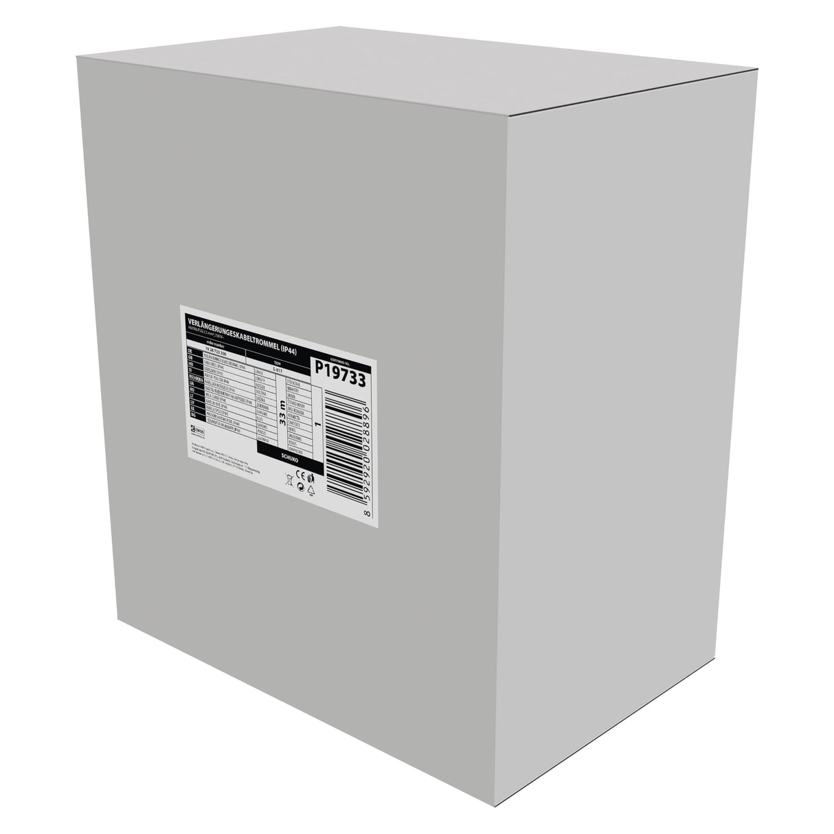 EMOS - Tambor de Cable CEE 33m - 3 Tomas (1 CEE, 2 Schuko) - Resistente al Agua - 230 V/400 V, 15 A, 2500 W/6400 W - Aislamiento de Goma - H07RN-F 2,5 mm2 - IP44 para Exteriores y Camping