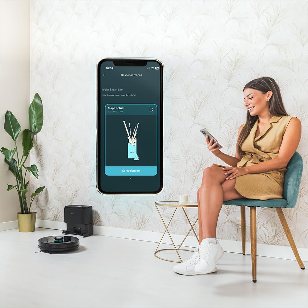 Cecotec Robot Aspirador Conga 7490 Ultimate Home X-Treme, 2600 Pa, 120 min autonomía, navegación láser y Base de autovaciado, Limpieza 4 en 1, Cepillo Central multifunción, App