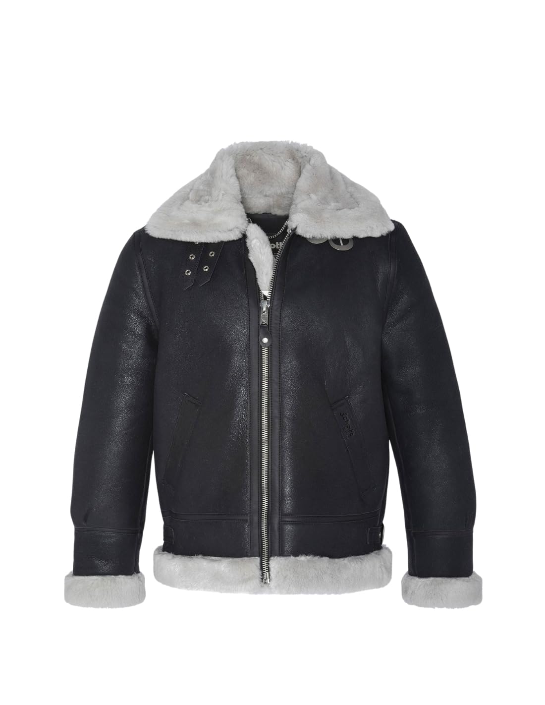 Schott NYC Lc1259, Chaqueta para Hombre, Negro/Blanco (Black/Off White), M