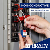 Brady Candado de Cable Compacto Paquete de 6 - Bloqueo de Seguridad Lockout Tagout - Candado de Seguridad - Llaves Diferentes - 32mm x 35mm x 16mm - Longitud del Cable 200mm, Rojo