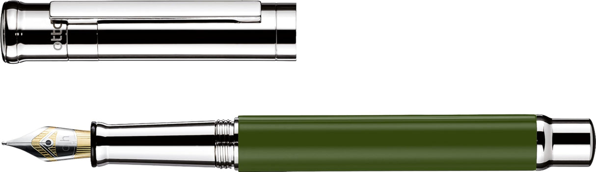 Otto Hutt design04 954243 - Pluma estilográfica con mango de oliva brillante y elementos de platino, grosor del plumín ancho de acero, longitud: 13,2 cm y un peso de 38,7 gramos