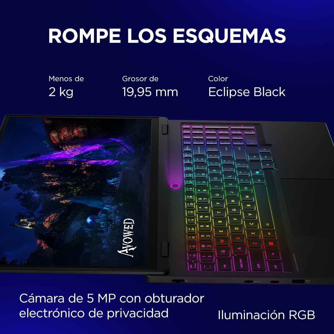 Lenovo Legion 5 Gen 10 – Ordenador Portátil Gaming IA 15.1" WQXGA OLED (Intel Core i7-13650HX, NVIDIA GeForce RTX 5070, 32 GB RAM, 1TB SSD, Wi-Fi 7, Sin Sistema Operativo) Teclado RGB Español - Negro