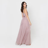 Maya Deluxe Maya Vestido Maxi Sin Mangas con Detalle de Rayas promoción, Rosa Esmerilado, 44 para Mujer